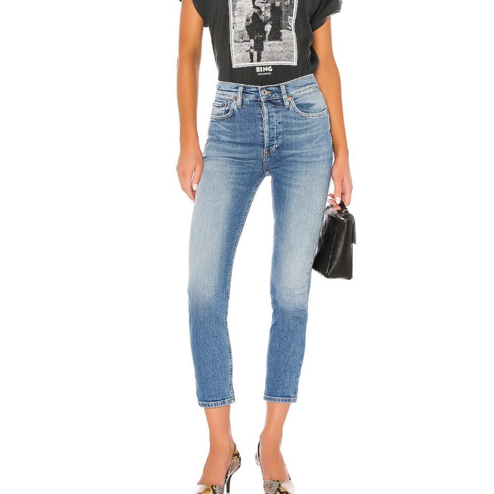 RE/DONE High Rise Ankle Crop in Retro Indigo Size 24
